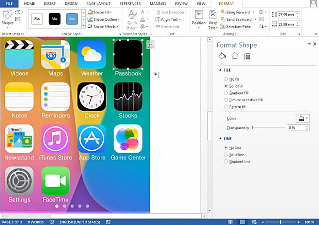 iOS 7 in Microsoft Word